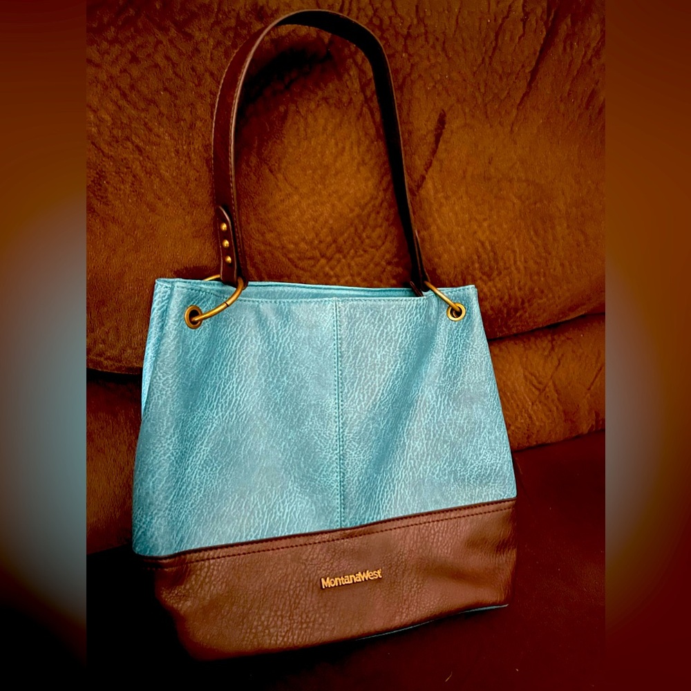 Montana West Blue and Brown Shoulder Bag